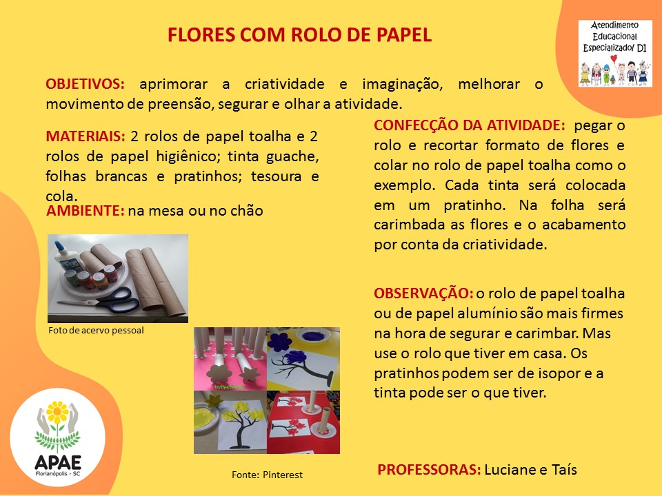 Atendimento Educacional Especializado - Flores Com Rolo de Papel