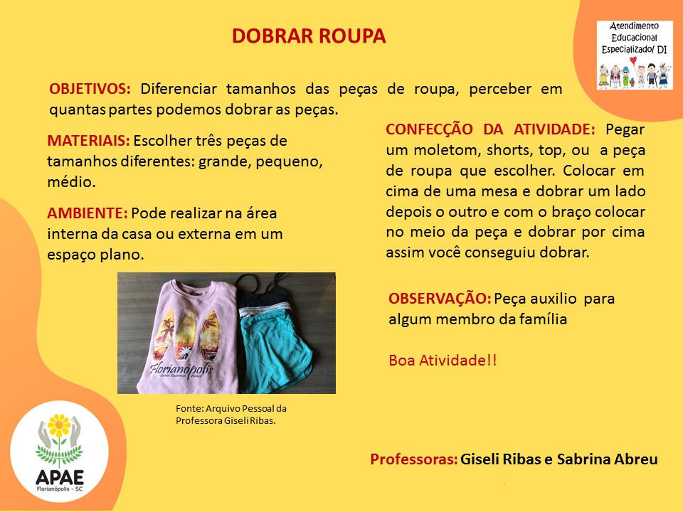 Atendimento Educacional Especializado - Dobrar Roupa