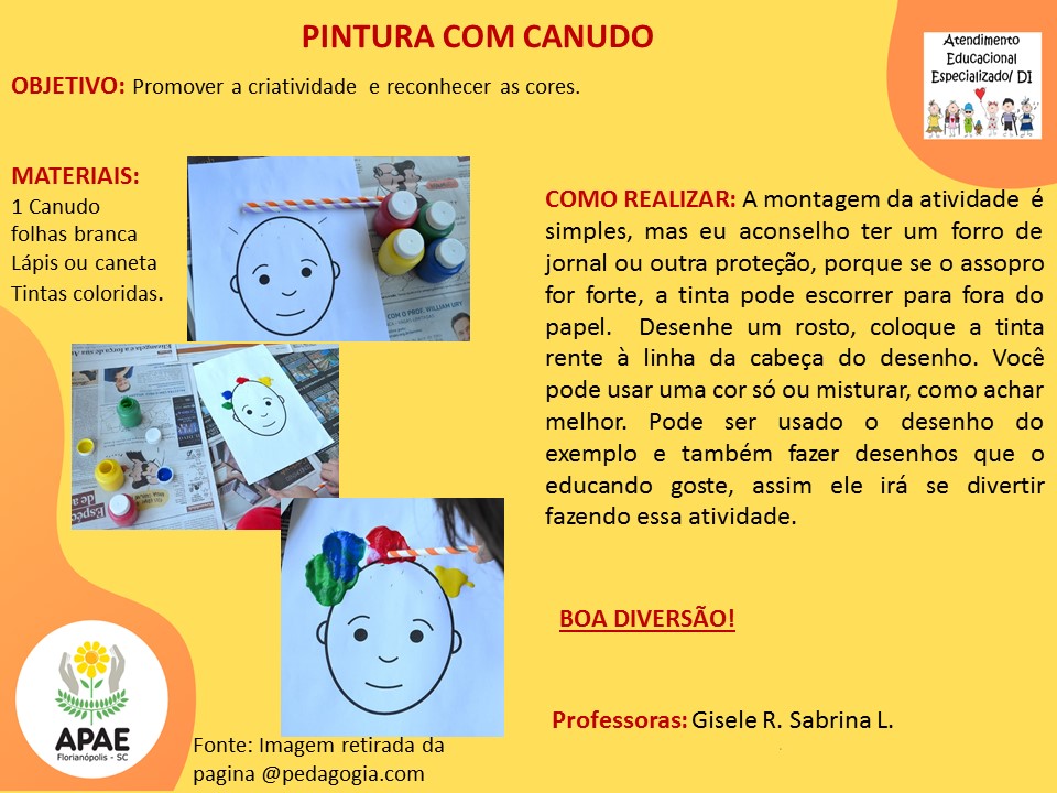 Atendimento Educacional Especializado - Pintura com Canudo