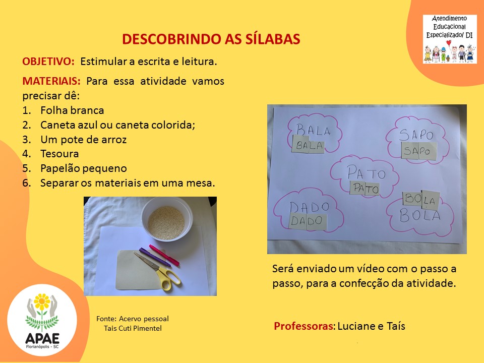 Atendimento Educacional Especializado - Descobrindo as Sílabas