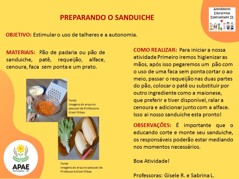 Atendimento Educacional Especializado - Preparando Sanduiche