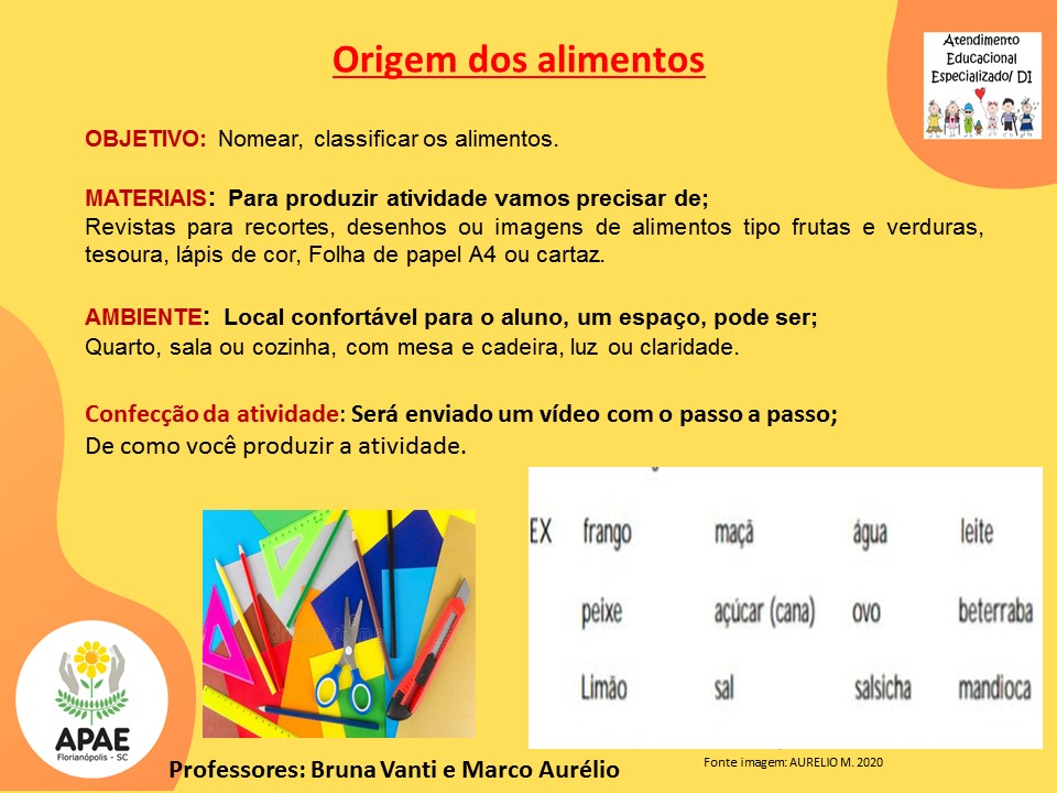 Atendimento Educacional Especializado - Origem dos Alimentos