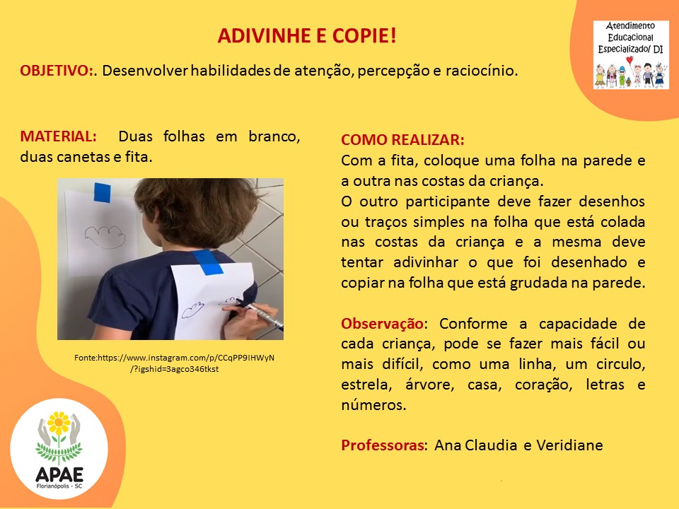 Atendimento Educacional Especializado - Adivinhe e Copie