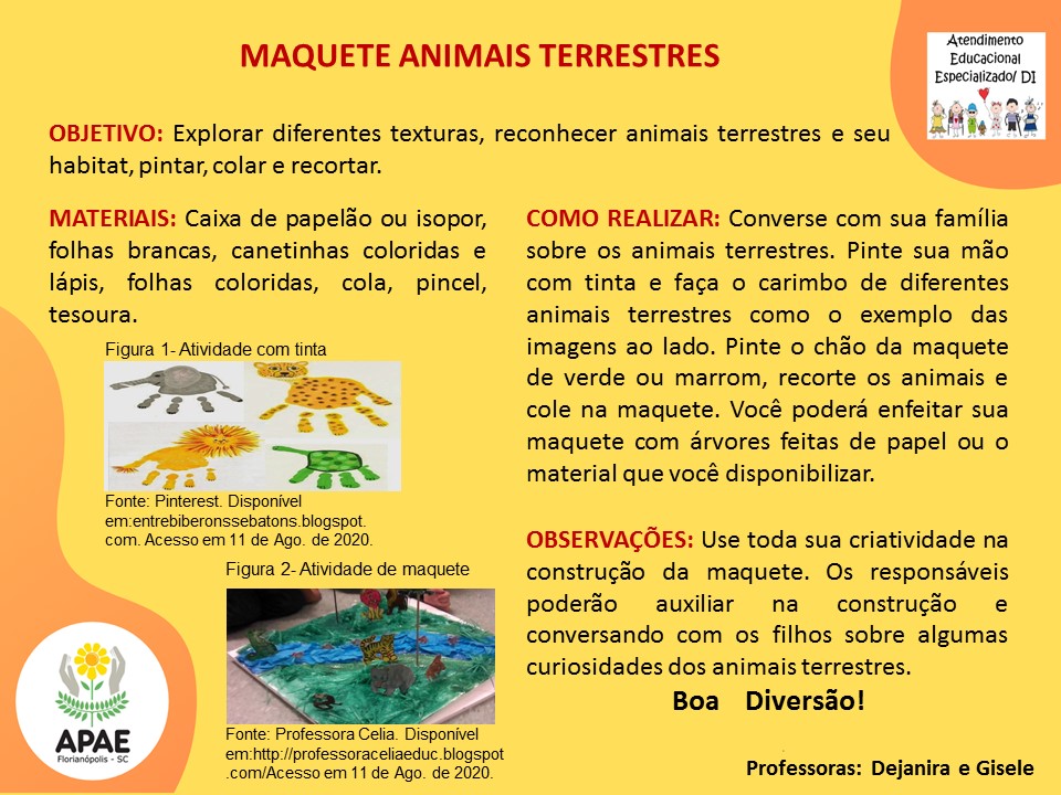 Atendimento Educacional Especializado - Maquete Animais Terrestre