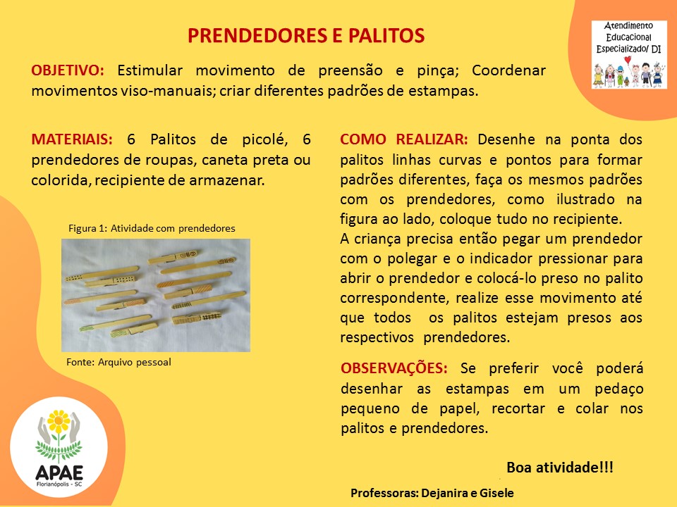 Atendimento Educacional Especializado - Prendedores e Palitos