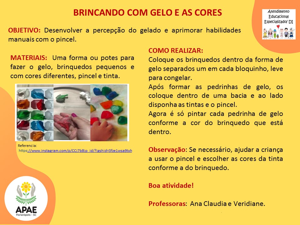 Atendimento Educacional Especializado - Brincando com Gelo e as Cores
