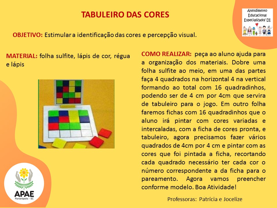 Serviço Pedagógico Específico - Tabuleiro das Cores