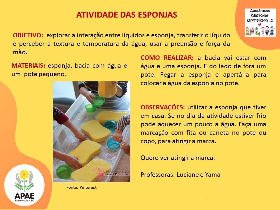 Serviço Pedagógico Específico - Atividade das Esponjas