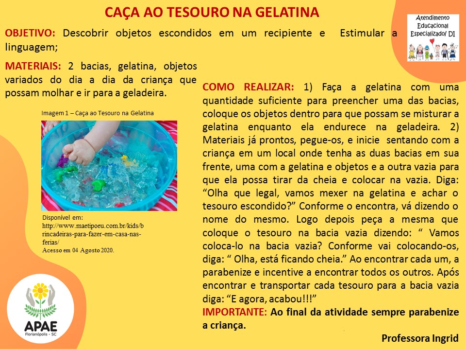Estimulação Precoce 1 - Caça ao Tesouro na Gelatina