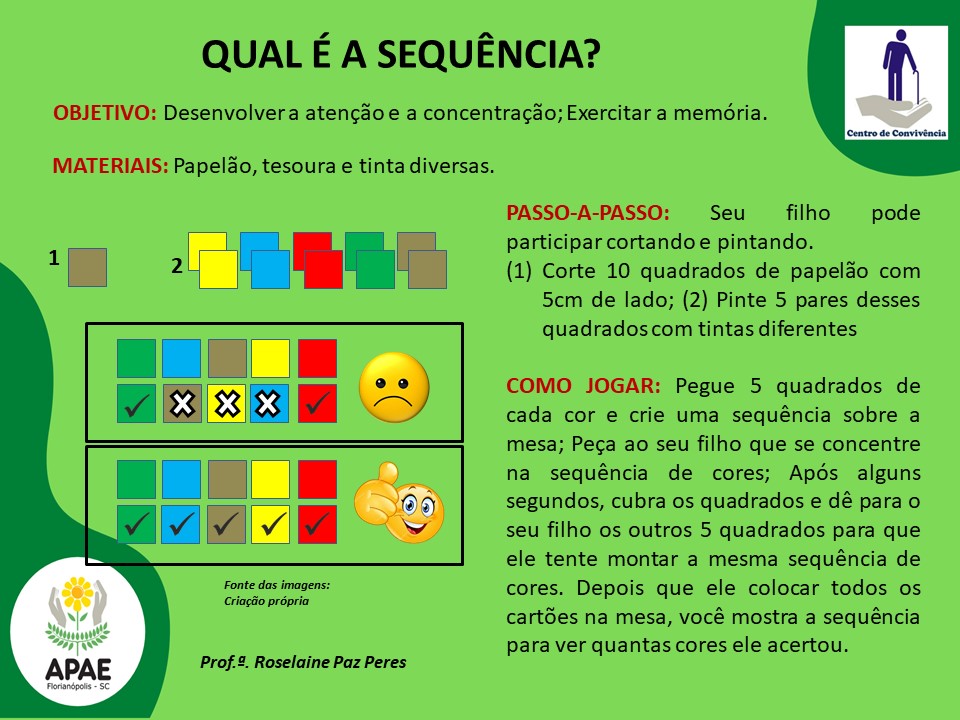 Trabalhando as cores e sequência com peças de montar