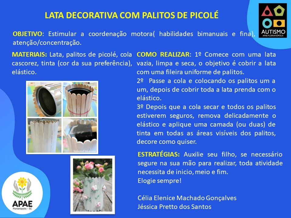 Latas Decorativas com palitos de picolé - SAE