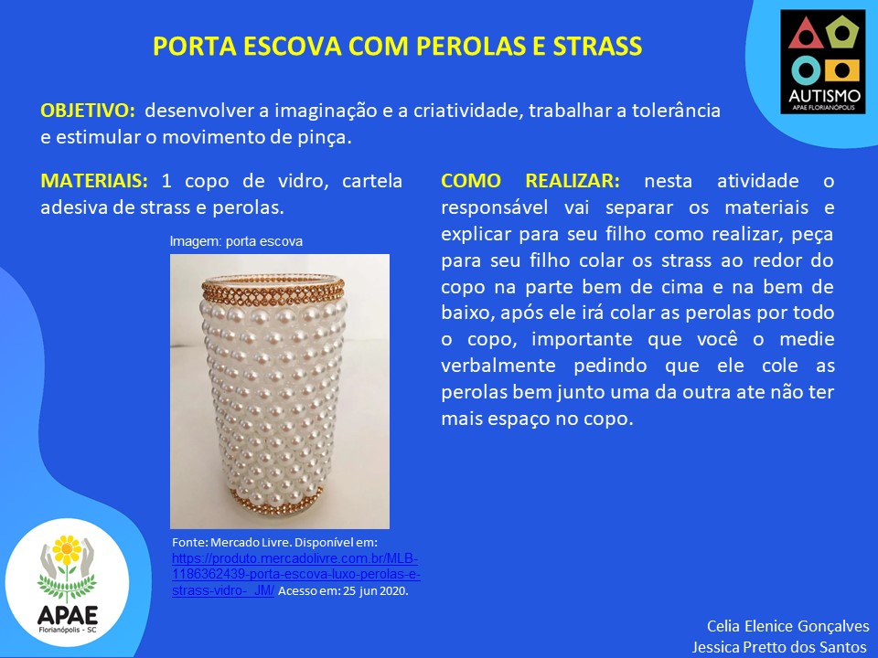 SAE - Porta Escovas com Pérolas e Strass