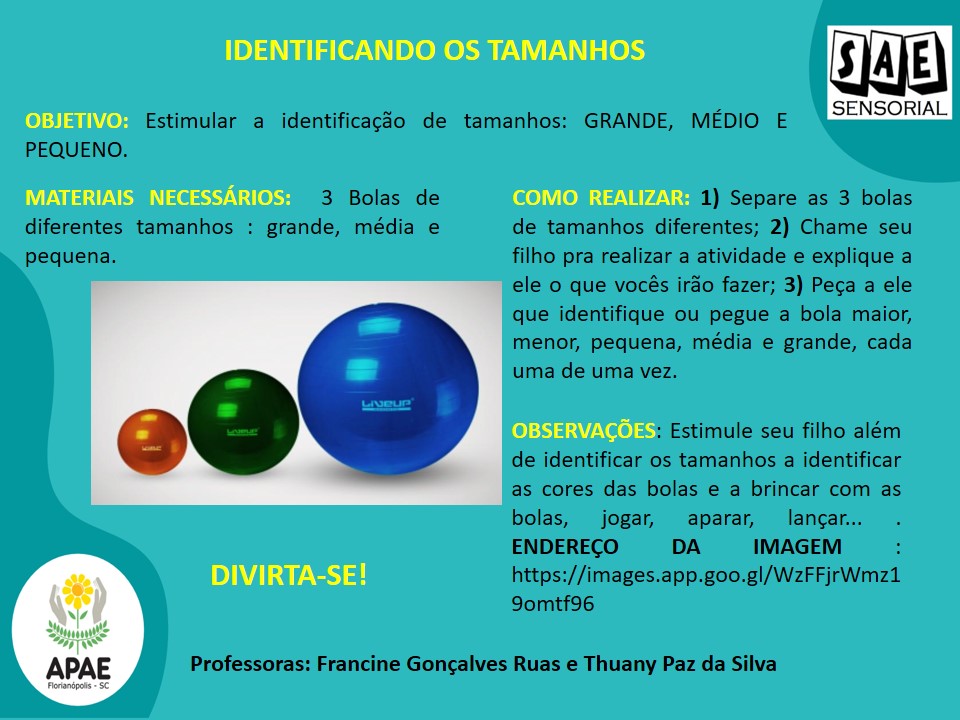 Identificando os Tamanhos - SAE Sensorial