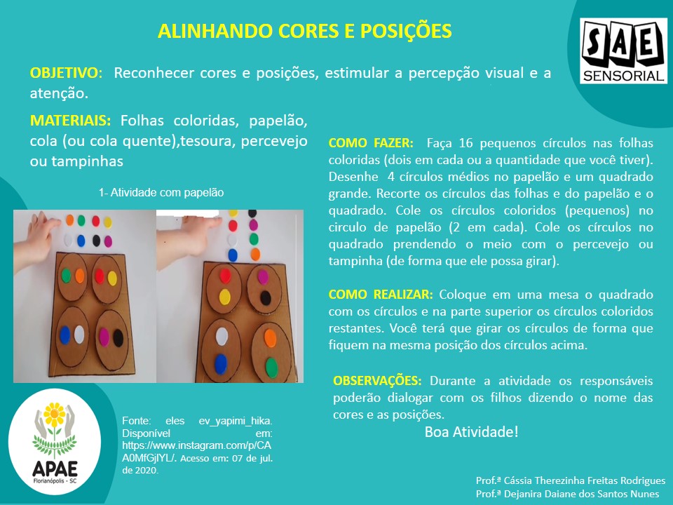 Alinhando cores - SAE Sensorial