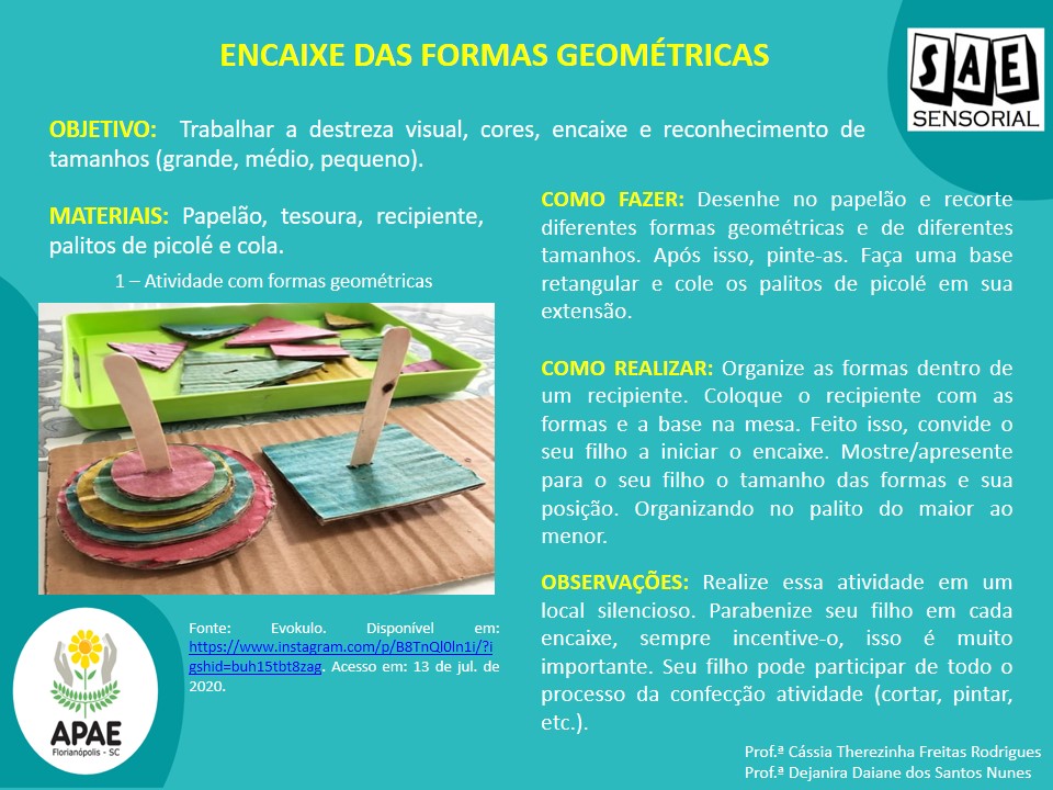 Encaixe das formas geométricas - SAE Sensorial