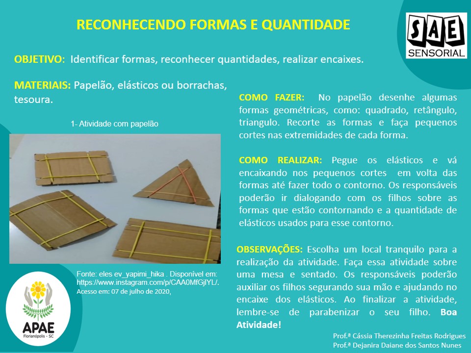 Reconhecendo formas e quantidades - SAE Sensorial