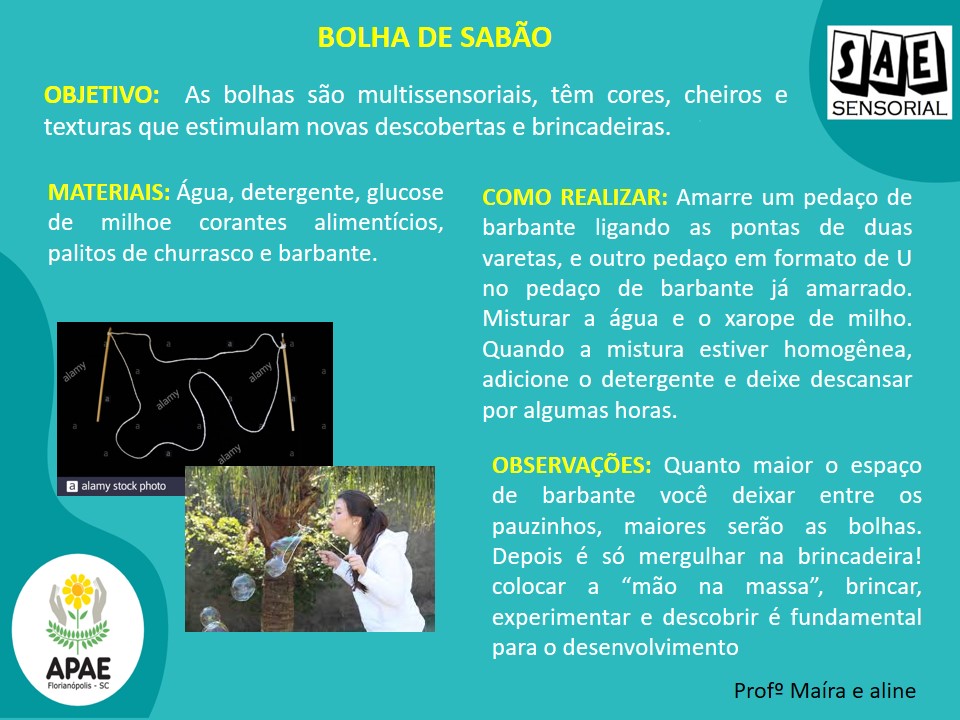 Bolha de sabão - SAE Sensorial