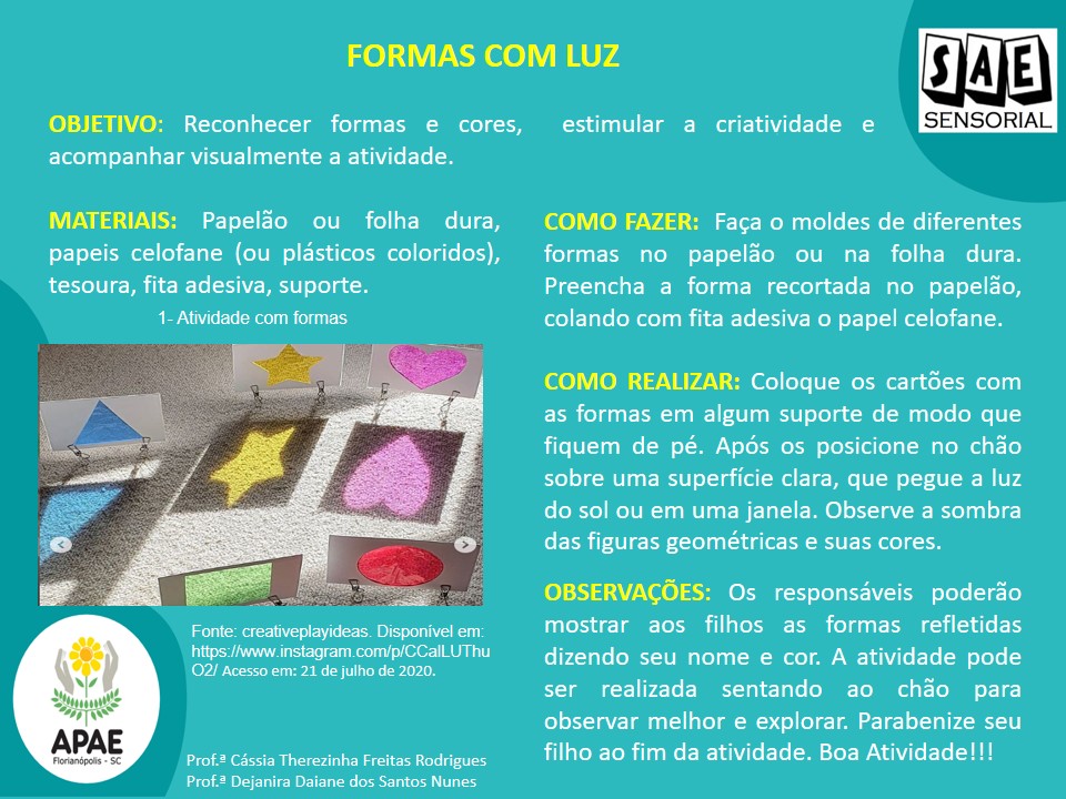 Formas com Luz - SAE Sensorial