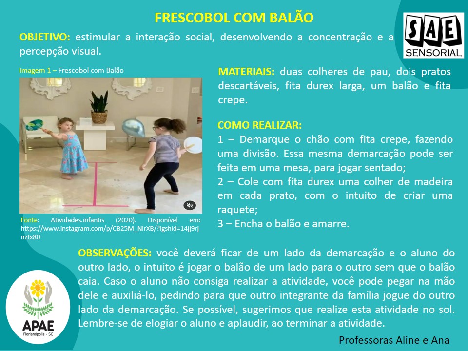 Frescobol com balão - SAE Sensorial